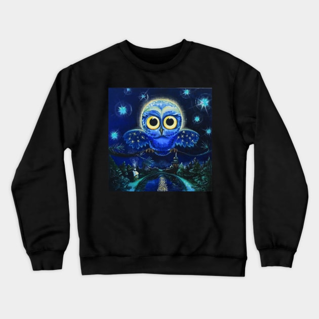 Images of Astrology: The Supermoon Owl Crewneck Sweatshirt by Lala Lotos